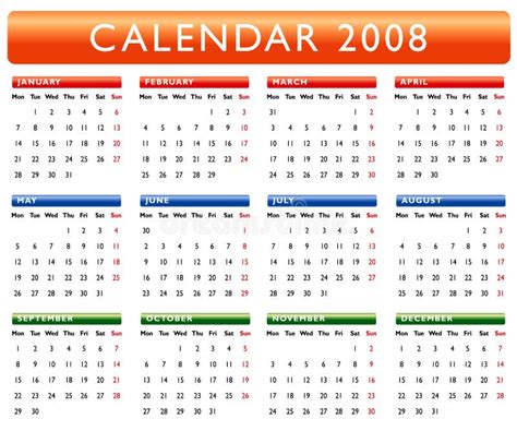 квадрат коэффициента 2008 календаров Иллюстрация вектора - иллюстрации ...