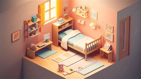 Animation Of An Empty Bedroom With Furniture And Lights Background, 3d ...