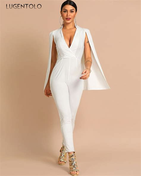 Badu.bg Дамски гащеризон Пролет Есен Моден секси шал Slim Fit Бели ...