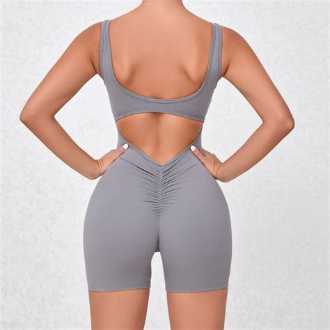 One Piece Workout Jumpsuits for Women Sleeveless Backless Tummy Control
