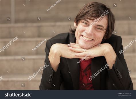 man smiling  hands   stock photo  shutterstock