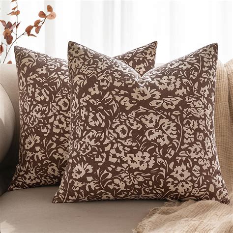amazoncom miulee floral pillow covers  set   neutral linen
