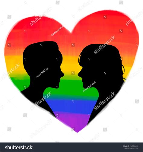 Lgbtq Couple Illustration Lesbian Black Silhouette Stock Illustration