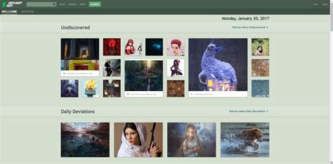 Unit 34: Web Authoring and Design: LO1: Site 5: DeviantArt