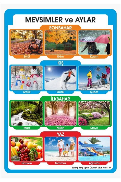 BARIŞ YAYIN DAĞITIM EĞİTİM ÜRÜNLERİ Resimli Mevsimler Aylar Ve Saat