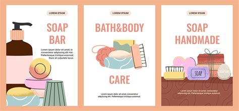 handmade natural soap poster  bath  body care  vector art