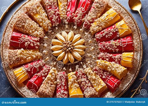 Traditional Turkish Dessert. Oriental Sweets, Honey Baklava, Lokum ...