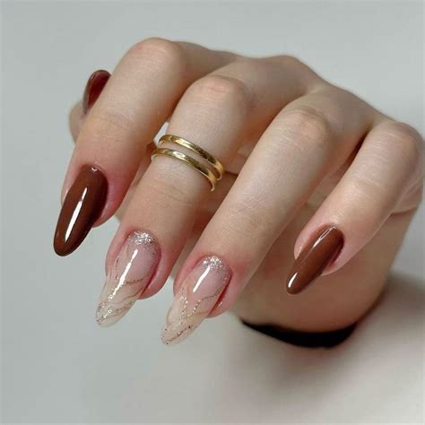 Unha Em Gel Marrom Com Francesinha - 17 Ideias de Unhas Marrom com Francesinha que Você Faz em Casa