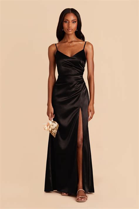Catherine Black Satin Mermaid Bridesmaid Dress | Birdy Grey Suits