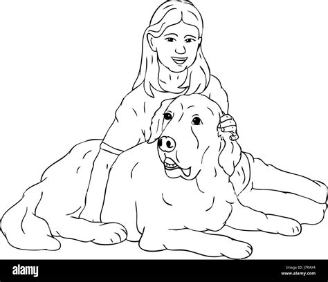 isolated colour dog illustration paint draw cartoon girl girls woman ...