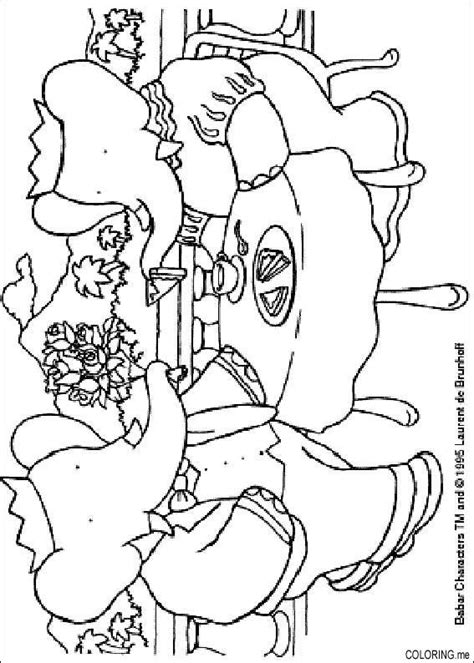 Coloring page : Babar diner with celeste - Coloring.me
