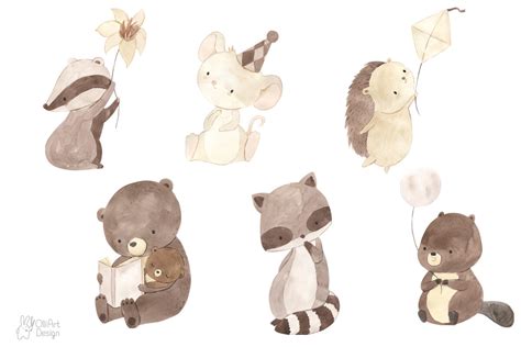 BOHO WOODLAND animals. Watercolor By OlliArtDesign | TheHungryJPEG