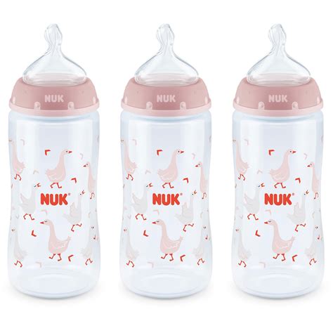 NUK, Bottle with Perfect Fit Nipple, 0+ Months, Medium, Pink, 3 Wide ...