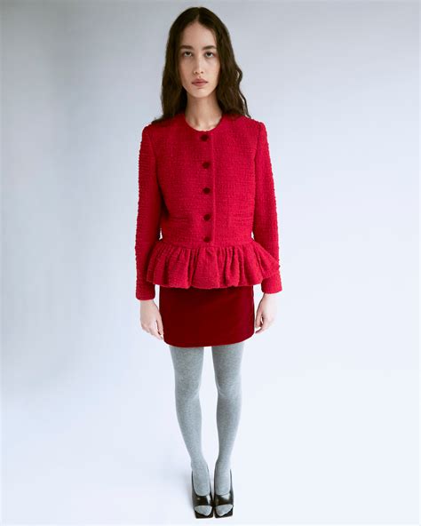 Peplum Noble Jacket in Red Velvet | Liberowe – LIBEROWE