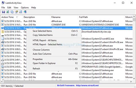 LastActivityView screenshot and download at SnapFiles.com