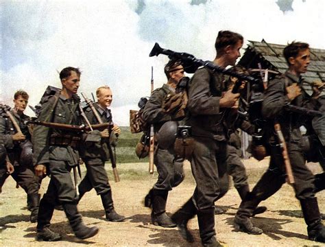 World War II in Color: German Soldiers Marching in the East in 1941