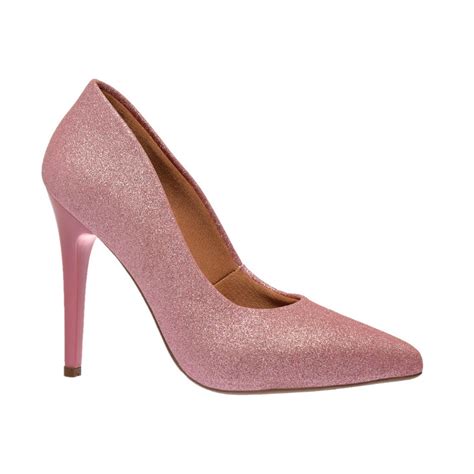 Sapato De Festa Feminino - Scarpin Sapato Feminino Glitter Rosê Sapato de Festa Salto Alto Bico ...