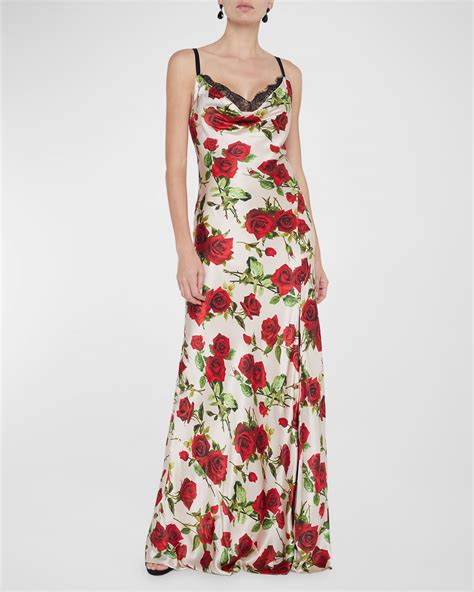 L'Agence Rose Venice Cowl-Neck Lace Gown | Neiman Marcus