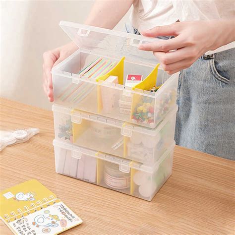 multi compartment transparent storage box split compartment plastic box
