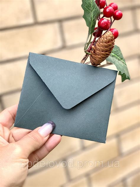 Конверт мини из картона, малахит | Купить в Kraftstore