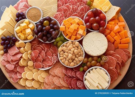 An Assortment Of Cured Meats, Artisan Cheeses, Fresh Fruits And ...