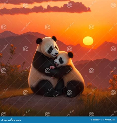 A Mother Panda and Her Baby in a Heartwarming Moment AI-Generated Stock ...