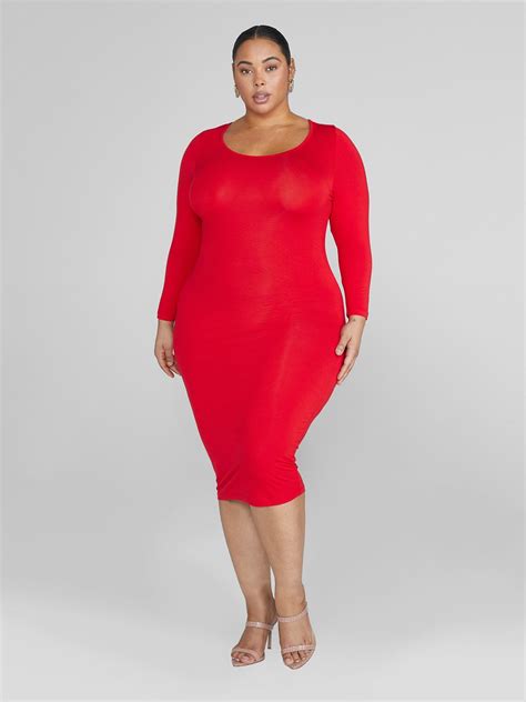 size ftf signature long sleeve everyday midi dress fashion  figure