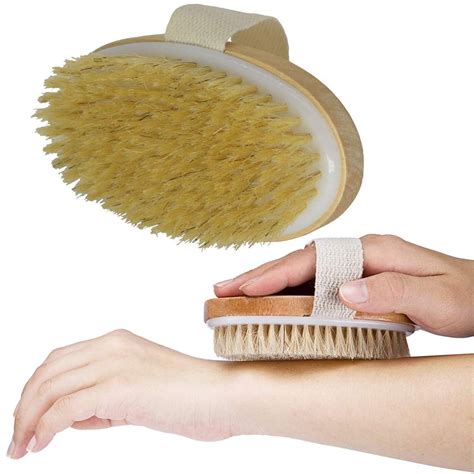 Dry Brushing Body Brush, Natural Bristle Dry Skin Exfoliating Brush ...