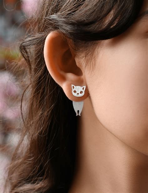 Сережки у вигляді котиків зі срібла 925 - Dadiverin Jewelry