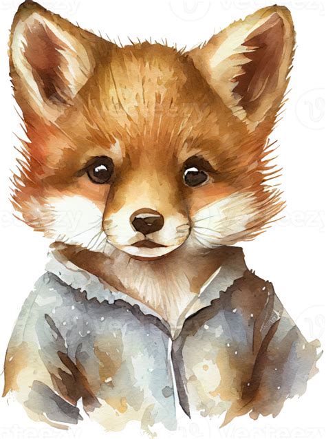 Cute Fox Portrait Watercolor 22699417 PNG