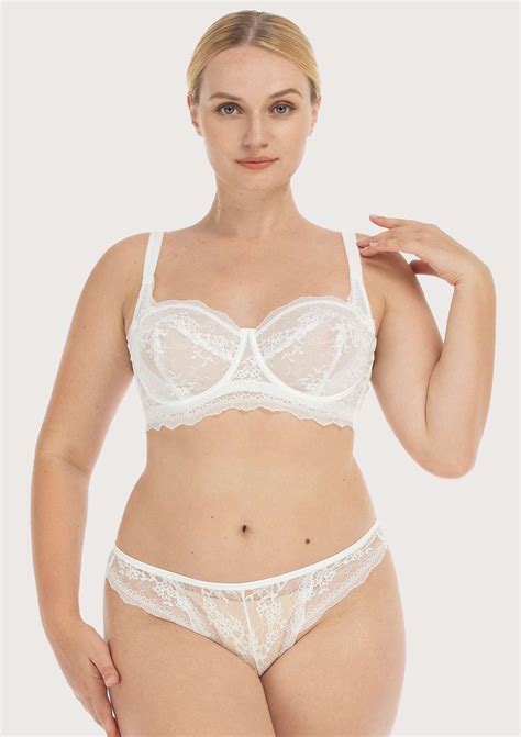 floral lace unlined bridal white balconette bra set hsia