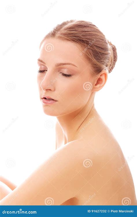 young nude woman sitting   floor stock photo image  adult