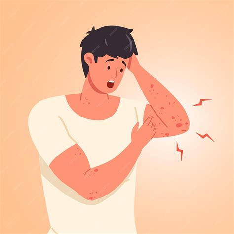 Premium Vector | Man scratching skin Guy scratch sensitive skins on