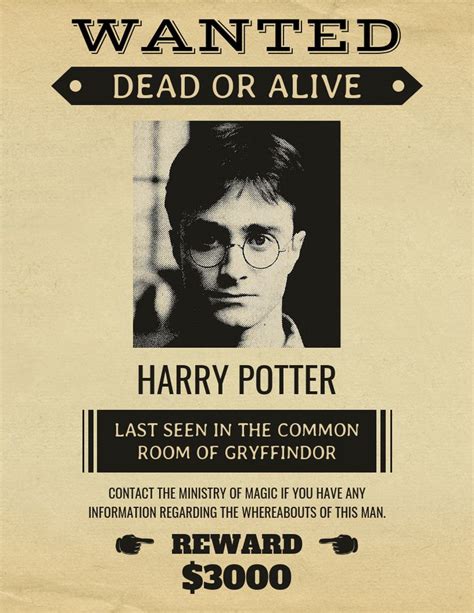 Vintage Harry Potter Wanted Poster Template - Make a classic Harry ...