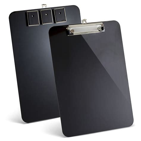 Officemate Magnetic Clipboard with Low Profile Clip, Black, Recycled