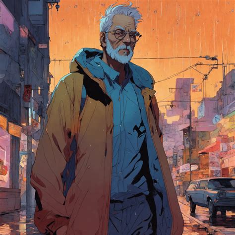 Lexica - Cel anime, old man, perfect smooth coloring, hoodie, walking ...