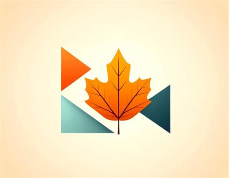 Autumn leaf graphic design with geometric shapes in warm colors ...