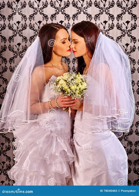 Wedding Lesbians Girl in Bridal Dress. Stock Image - Image of lesbians