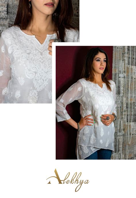 White western chikan kurti Kurti, Lace Top, Ruffled, Ruffle Blouse