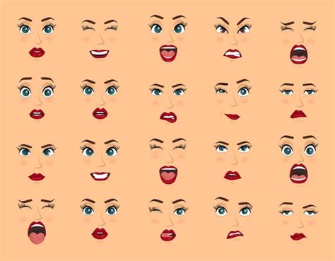 Comic emotions. Women facial expressions, gestures, emotions happiness ...
