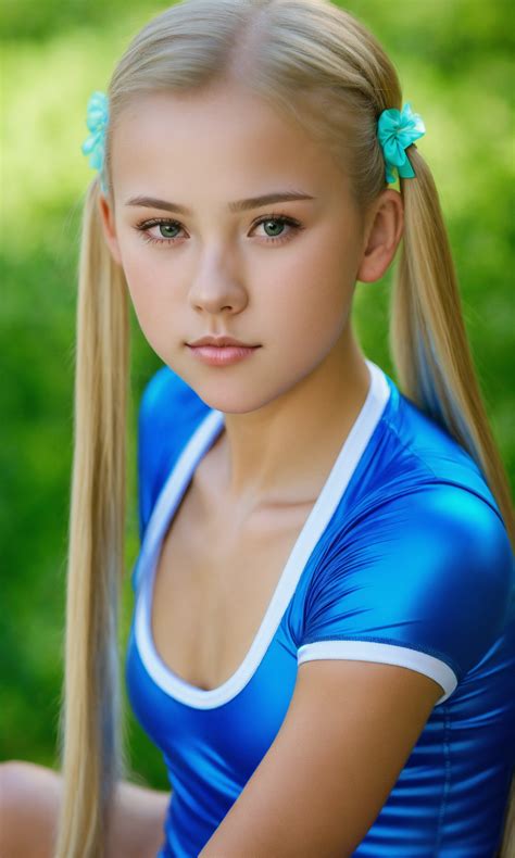 Lexica - Very pretty, blonde tween girl, very young looking, pigtails