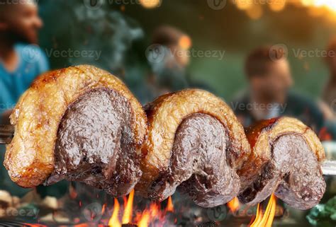 Steak rotisserie at the steakhouse, sliced picanha, Picanha 45934203
