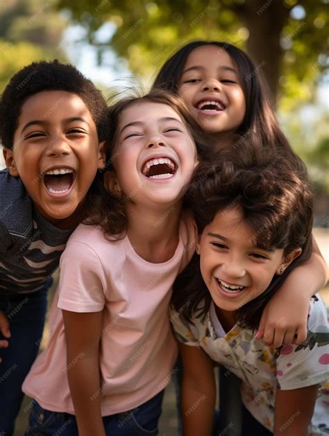 Premium Photo | A group of children are smiling and laughing together