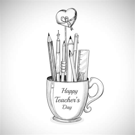 Let's Celebrate Happy Teacher's Day Mug and Pencil Sketch 1254727