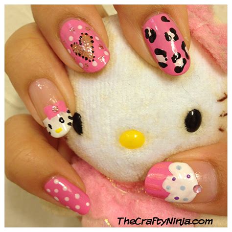 Hello Kitty Cupcake Nails | The Crafty Ninja