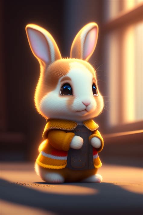 Lexica - Cute adorable little bunny waving and smiling greeting me