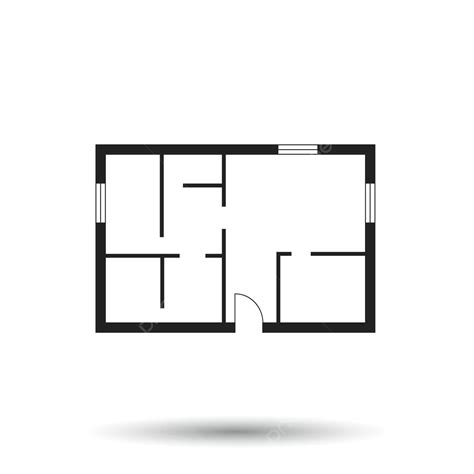白色背景下矢量插圖中描繪的房屋計劃的簡約平面圖標 向量, 家具, 大綱, 插图向量圖案素材免費下載，PNG，EPS和AI素材下載 - Pngtree