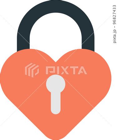 heart shaped lock illustration  minimal style  pixta