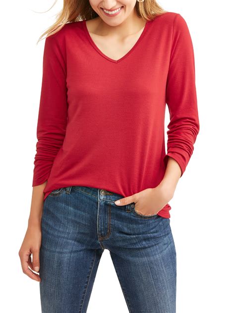 Women's Long Sleeve V-Neck T-Shirt - Walmart.com