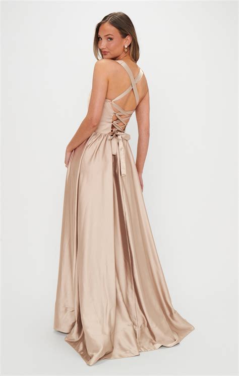 Abigail Maxi Dress ~ Champagne Luxe Satin – Mumu